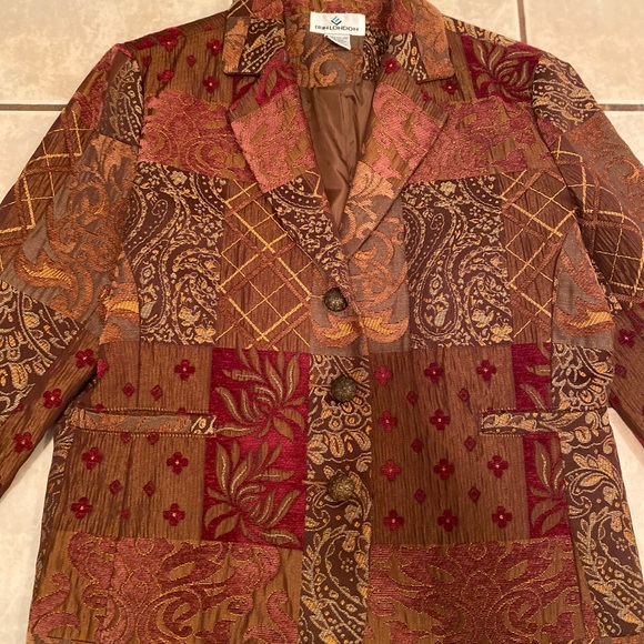 Erin London Red,Brown and Bronze Bohemian Blazer. Small - Picture 1 of 10